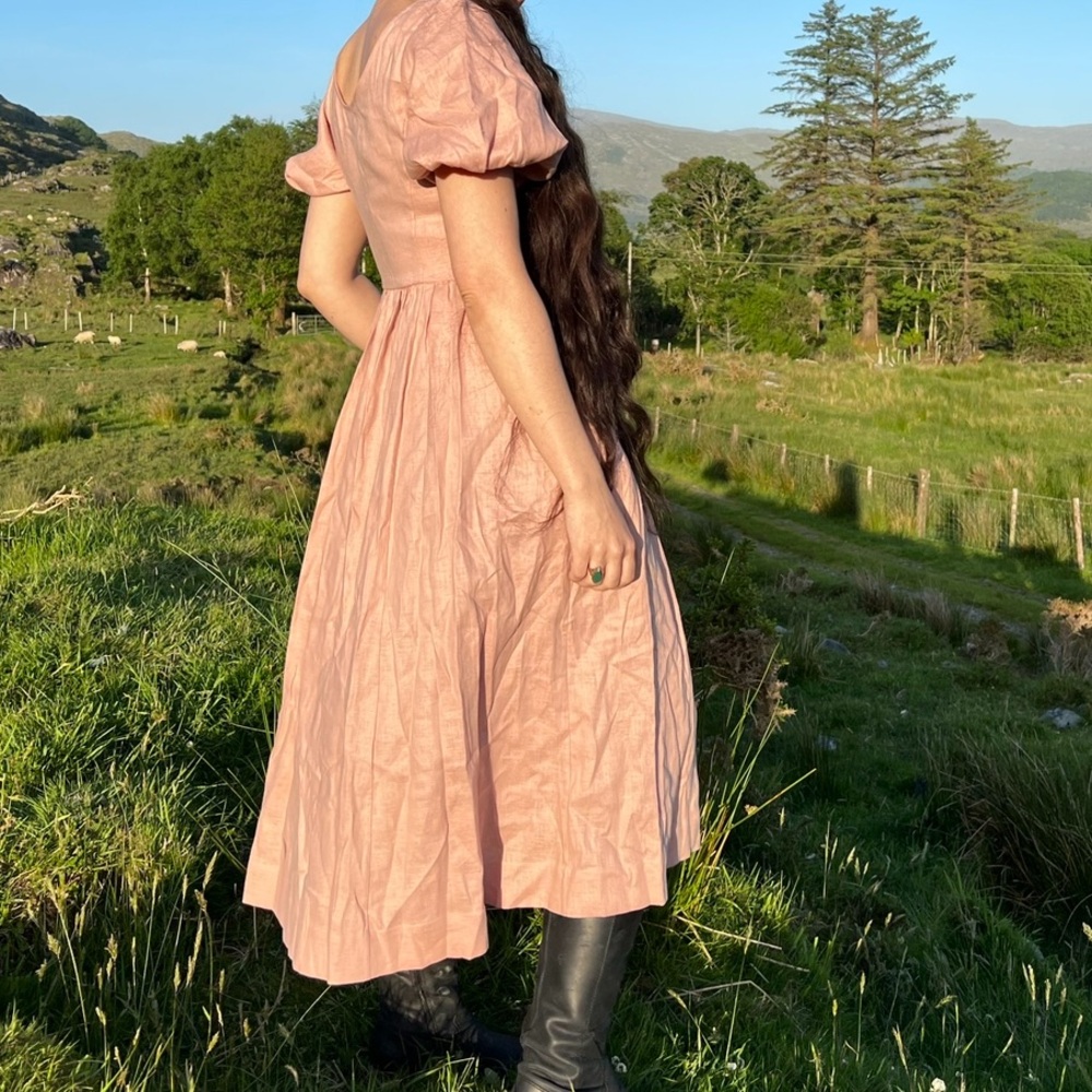 Of her own kind linen Maeve dress in pink size xs